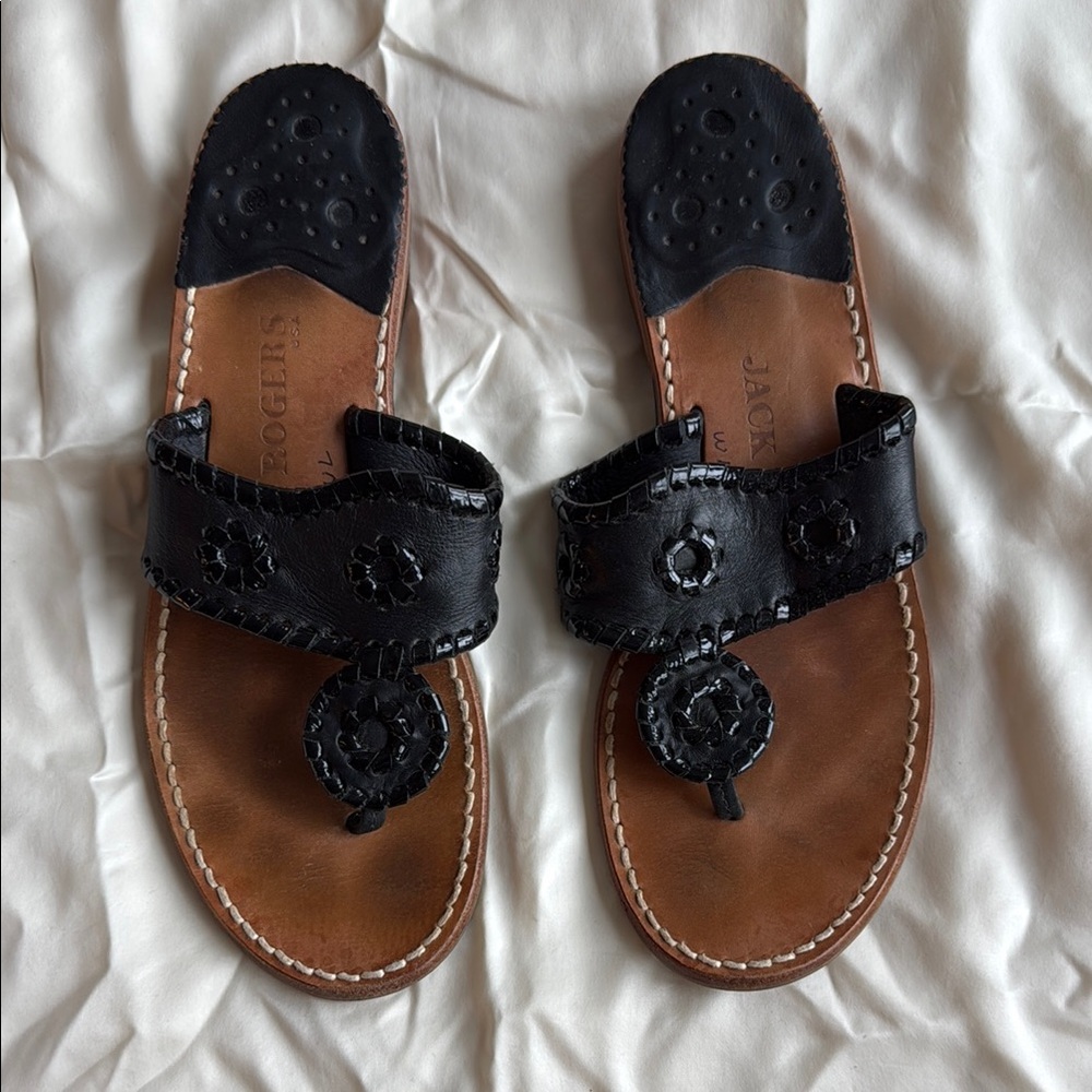 Jack Rogers Black Leather Sandals